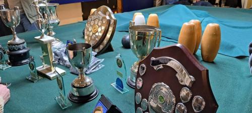 All of the trophies ready to be awarded to the winners.